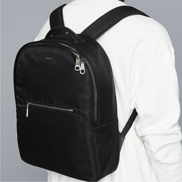 Reiss Handbags - Reiss Parker Men’s Nylon Work Essential Backpack Black Silver NWT